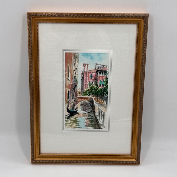 Original Signed Watercolor Venice Canal Scene European Cityscape Art